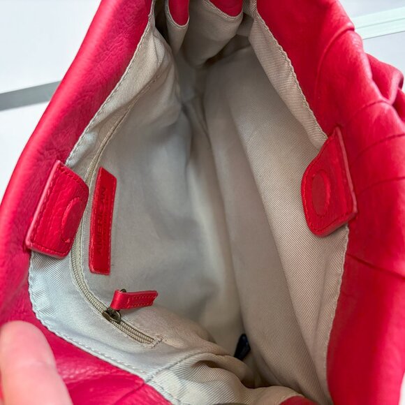 American Leather Co Shoulder Bag Soft Genuine Leather Purse Red - Picture 4 of 11